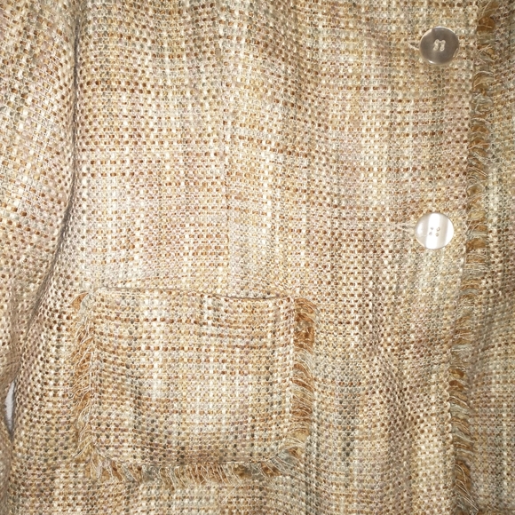 gNw Vintage Tweed Fringe Button Front Large Blazer Jacket - Picture 5 of 8